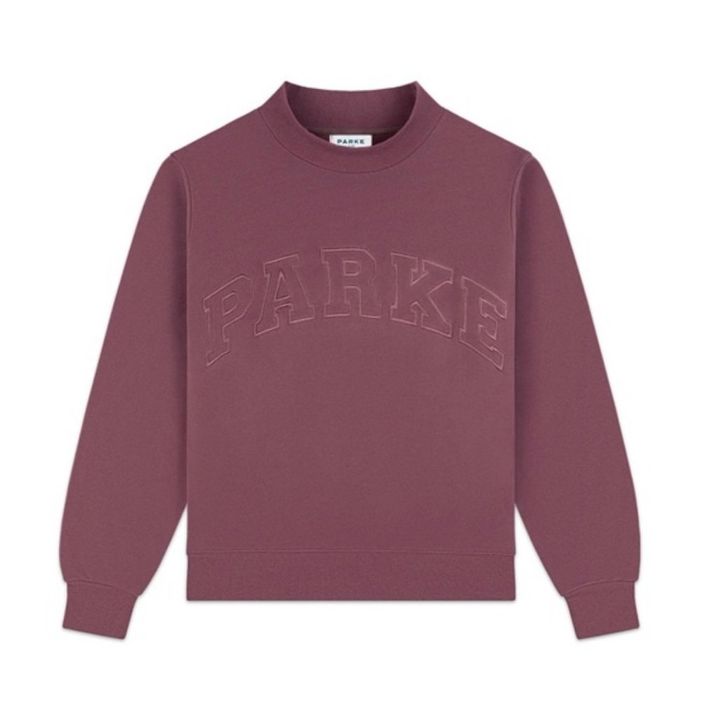 PARKE Tonal Collection Monochrome Varsity Mockneck - Color Eggplant - Size L/XL